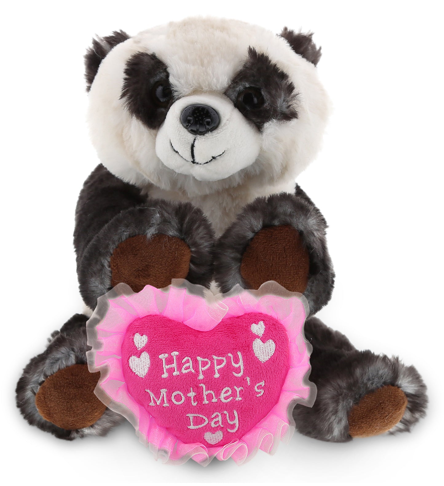 PLUSH MOTHERS DAY HEART - SUPER SOFT PLUSH - SQUAT PANDA 7 INCH