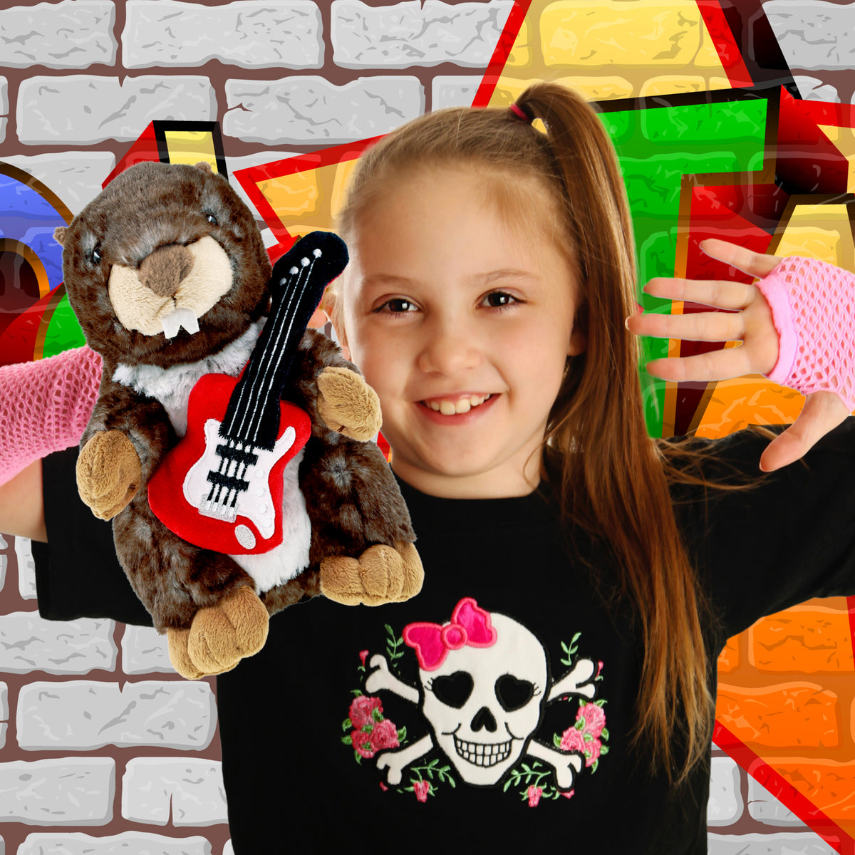 SUPER SOFT PLUSH - STANDING MARMOT WITH GUITAR ADD ON