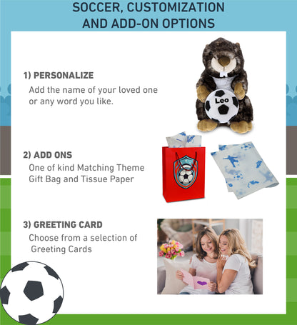 SUPER SOFT PLUSH - STANDING MARMOT WITH SOCCER PLUSH