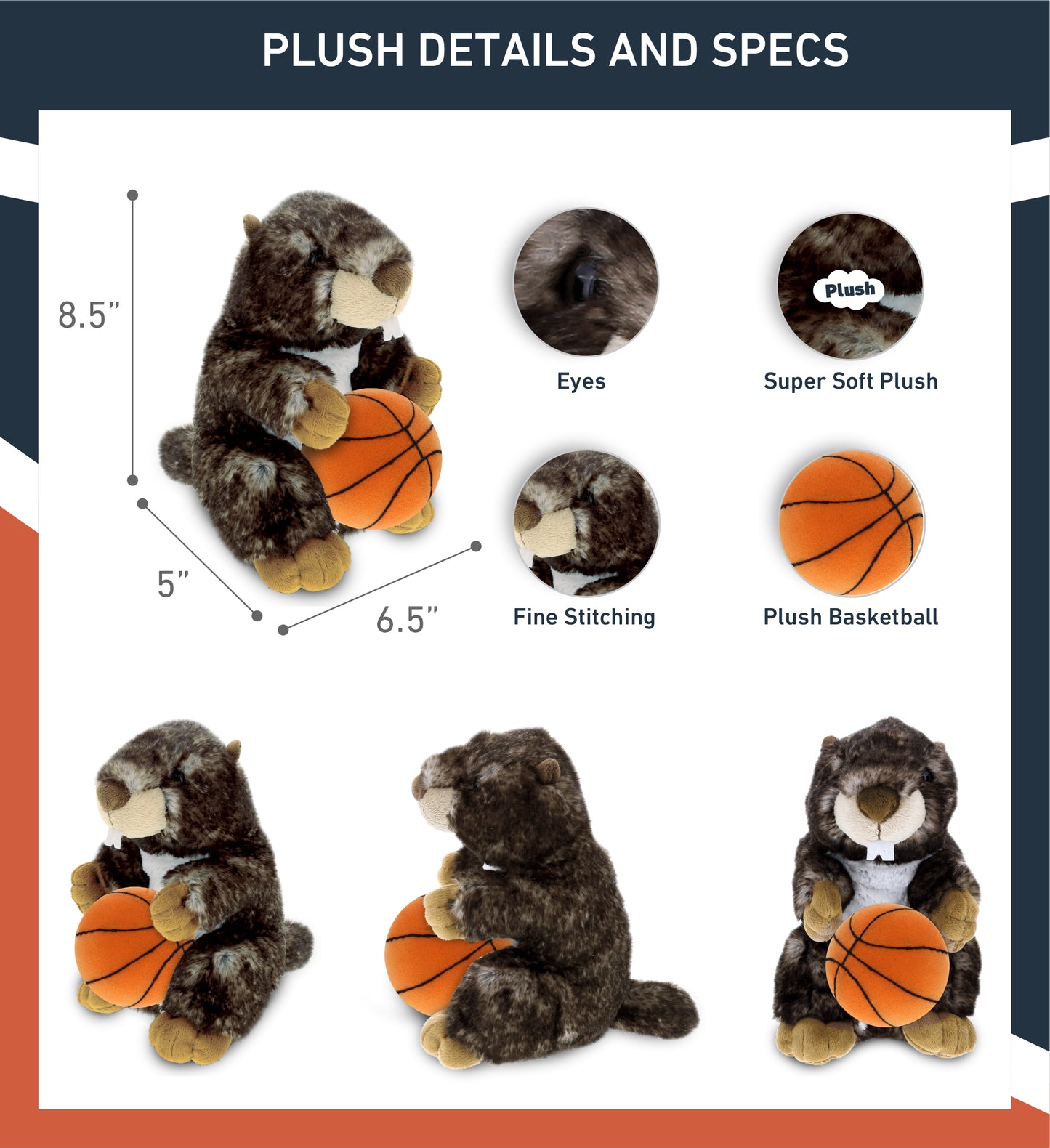 SUPER SOFT PLUSH - STANDING MARMOT WITH BASKETBALL PLUSH