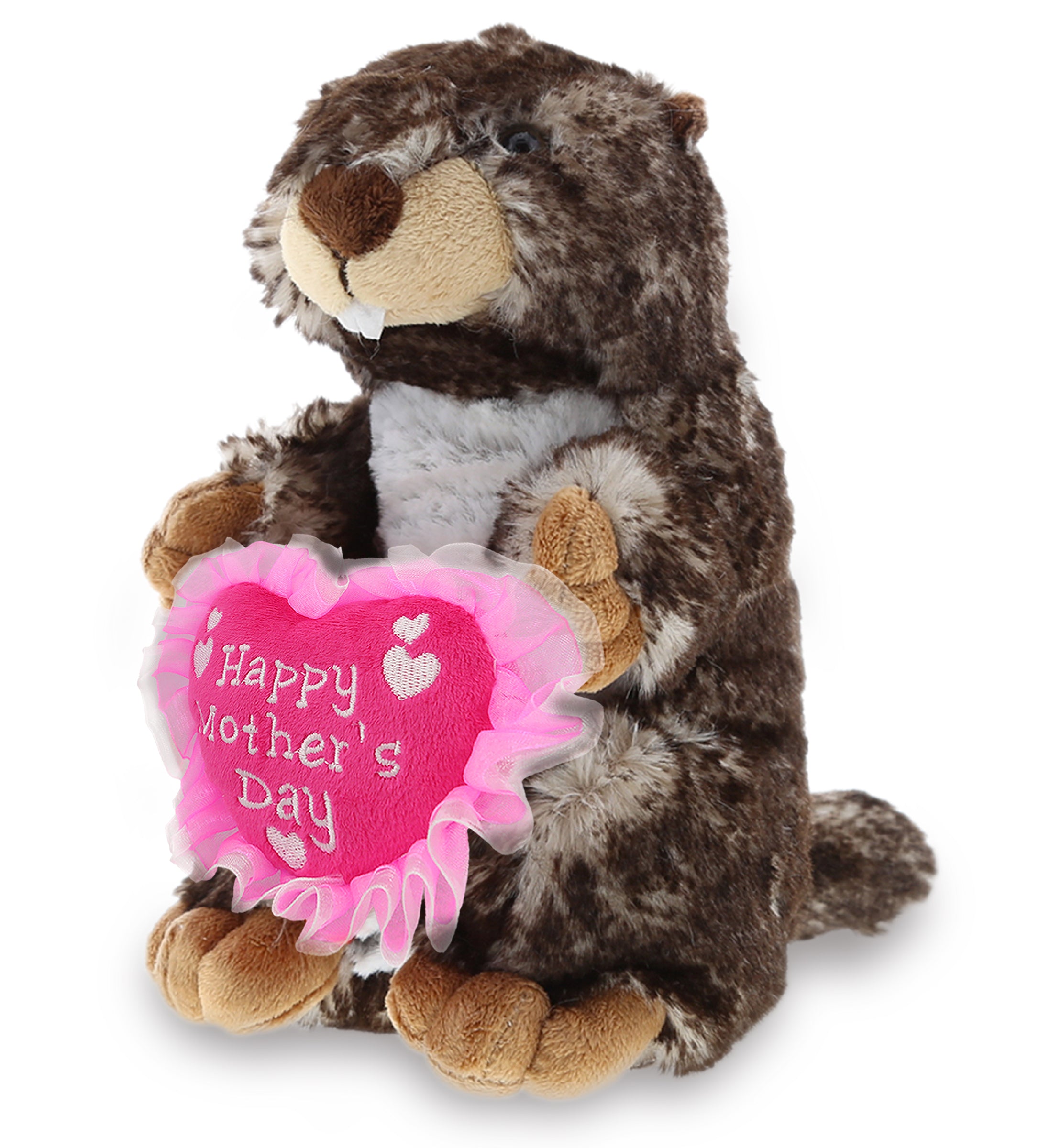 PLUSH MOTHERS DAY HEART - SUPER SOFT PLUSH - STANDING MARMOT