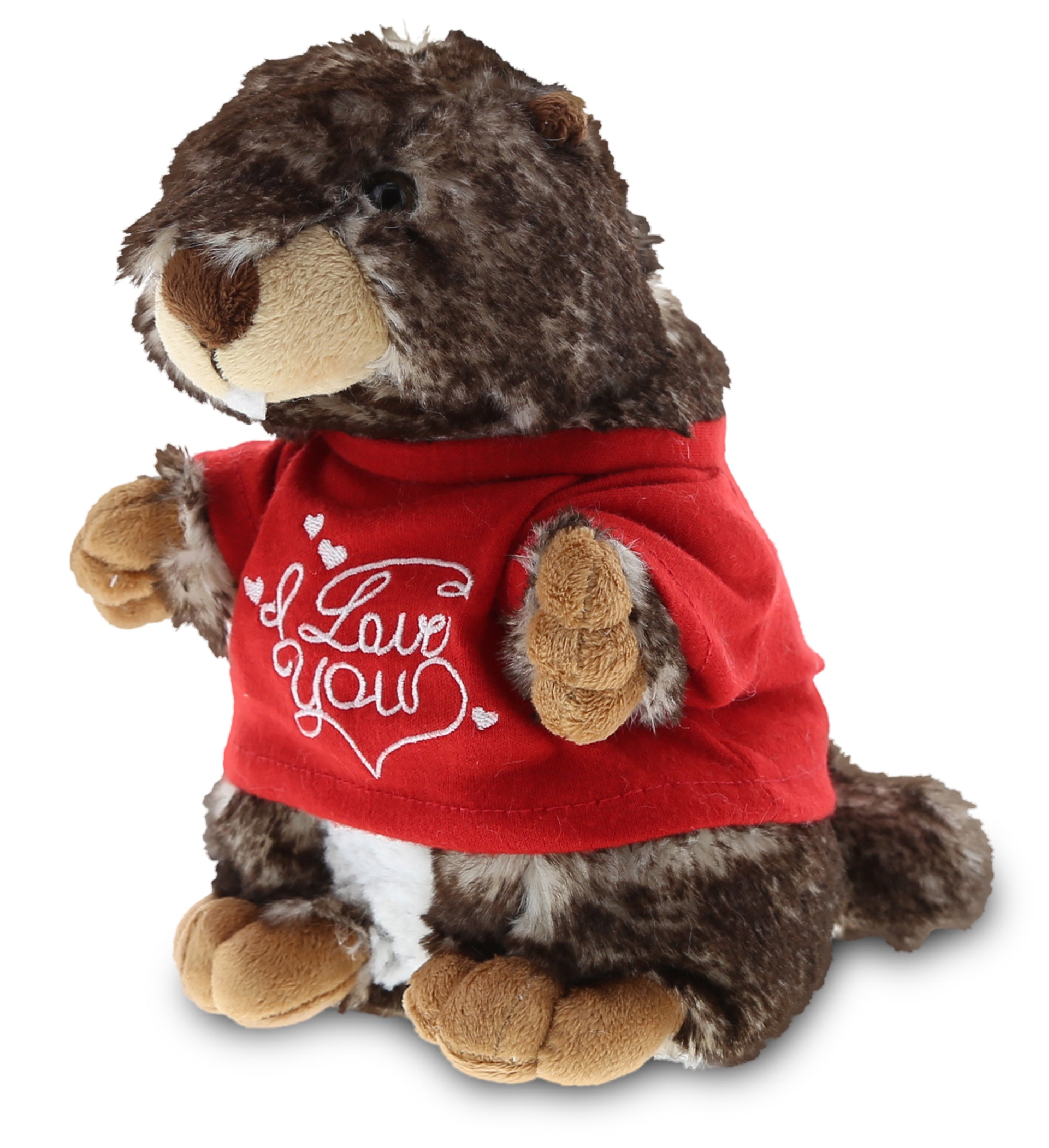 PLUSH I LOVE YOU RED SHIRT- SUPER SOFT PLUSH - STANDING MARMOT
