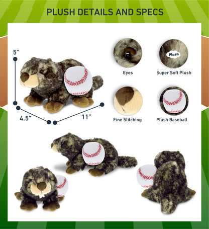 SUPER SOFT PLUSH - LYING MARMOT WITH BASEBALL PLUSH