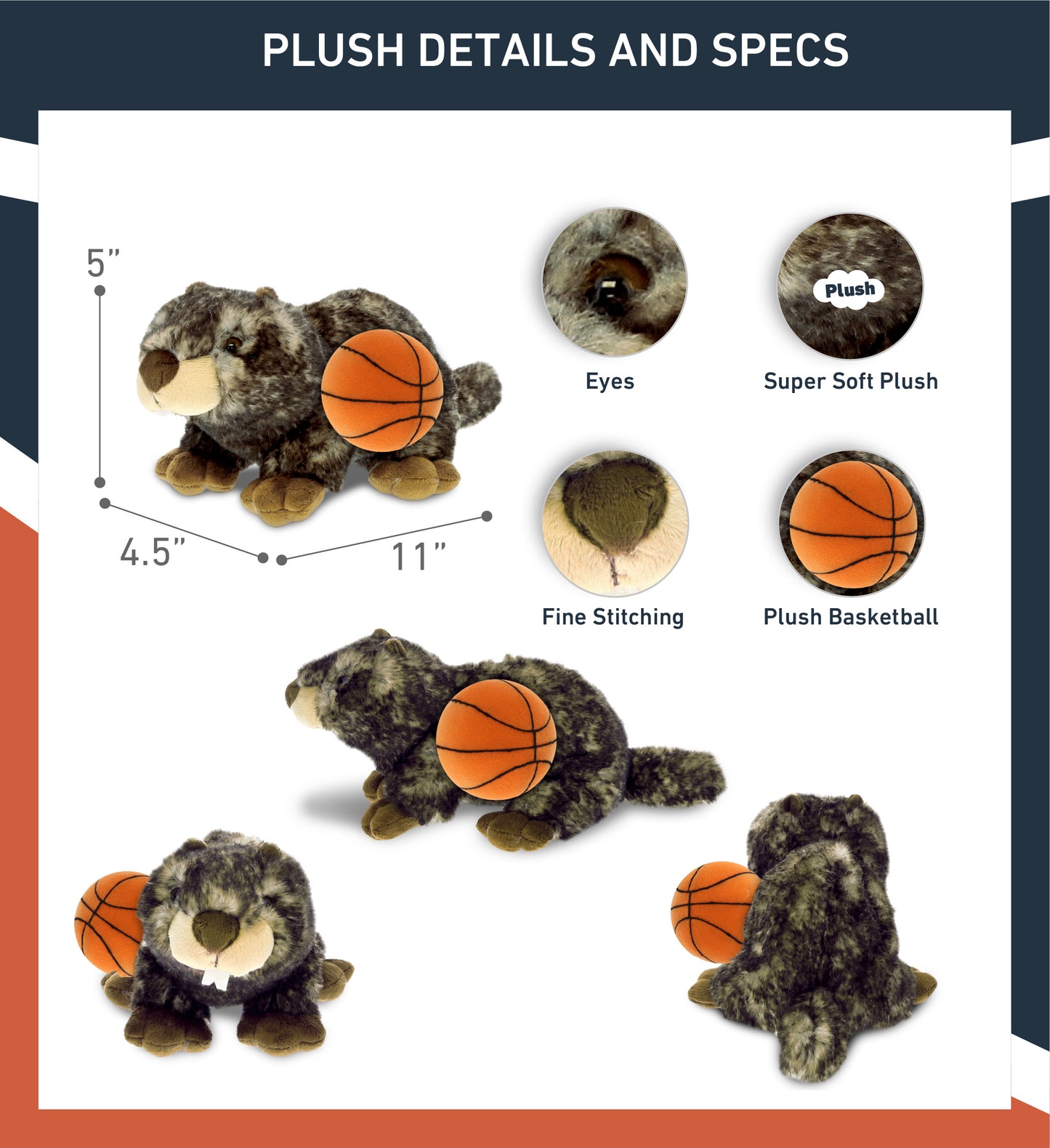 SUPER SOFT PLUSH - LYING MARMOT WITH BASKETBALL PLUSH