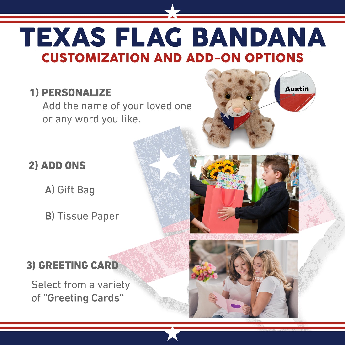 SUPER SOFT PLUSH - SQUAT CHEETAH 8.5 INCH WITH TEXAS FLAG BANDANA