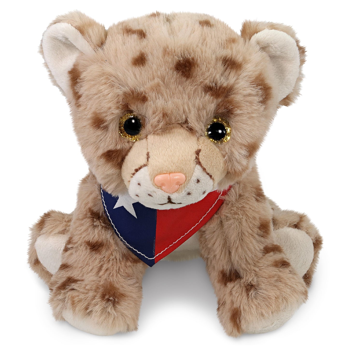 SUPER SOFT PLUSH - SQUAT CHEETAH 8.5 INCH WITH TEXAS FLAG BANDANA
