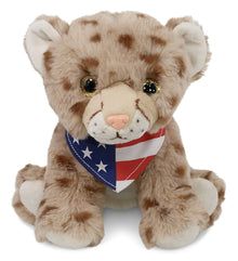 SUPER SOFT PLUSH - SQUAT CHEETAH 8.5 INCH WITH USA FLAG BANDANA