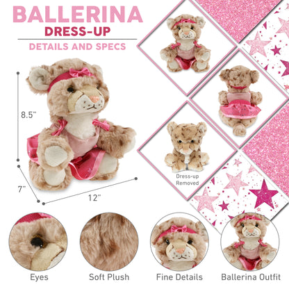 SUPER SOFT PLUSH - SQUAT CHEETAH 8.5 INCH WITH BALLERINA DRESS UP