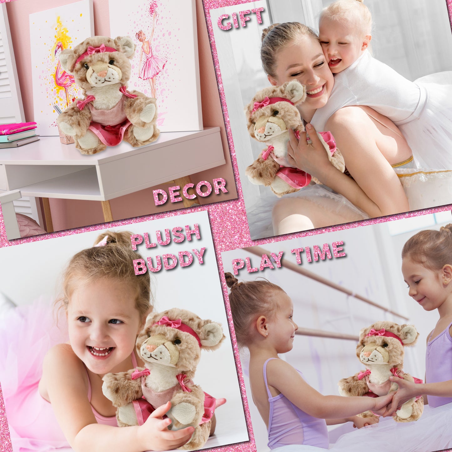 SUPER SOFT PLUSH - SQUAT CHEETAH 8.5 INCH WITH BALLERINA DRESS UP