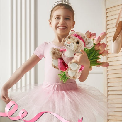 SUPER SOFT PLUSH - SQUAT CHEETAH 8.5 INCH WITH BALLERINA DRESS UP