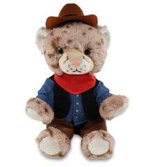 SUPER SOFT PLUSH - SQUAT CHEETAH 8.5 INCH With COWBOY Dress Up