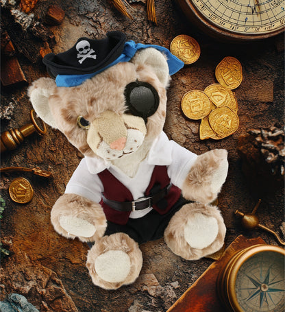 SUPER SOFT PLUSH - SQUAT CHEETAH 8.5 INCH PIRATE DRESS UP
