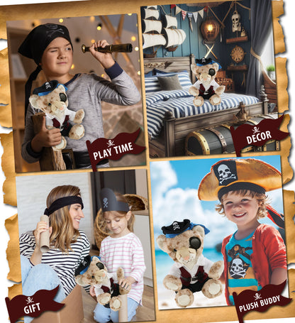 SUPER SOFT PLUSH - SQUAT CHEETAH 8.5 INCH PIRATE DRESS UP