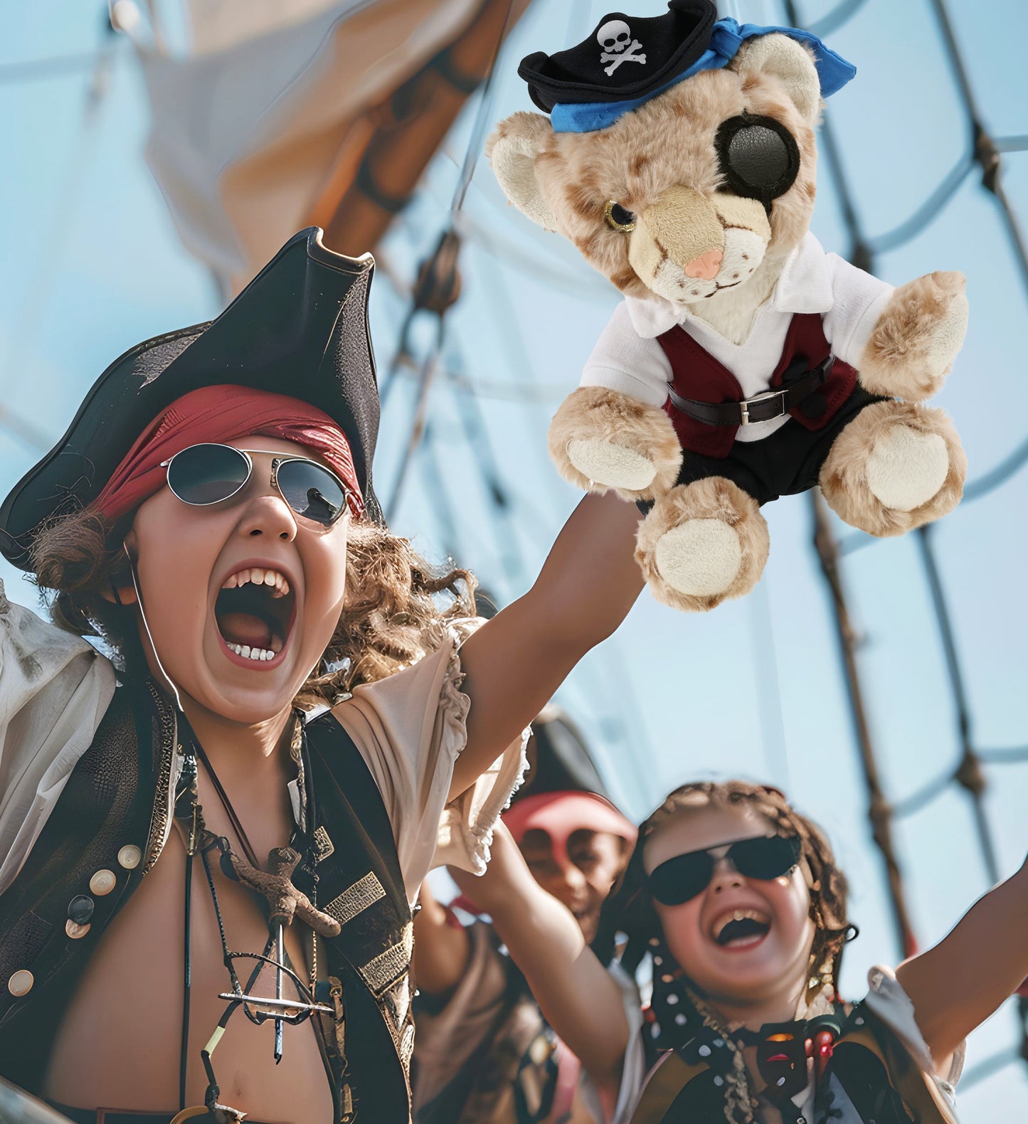 SUPER SOFT PLUSH - SQUAT CHEETAH 8.5 INCH PIRATE DRESS UP