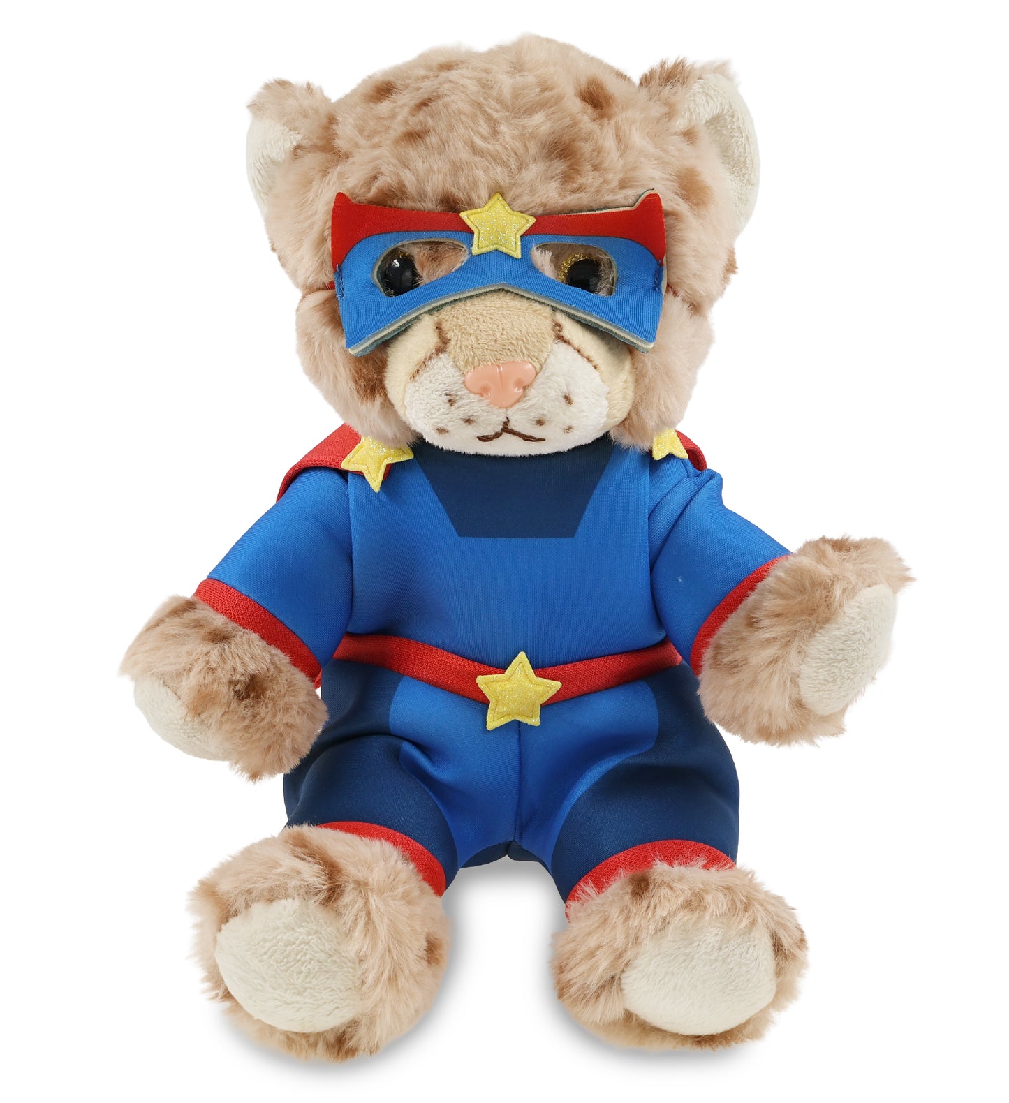 SUPER SOFT PLUSH - SQUAT CHEETAH 8.5 INCH With SUPER HERO Dress Up