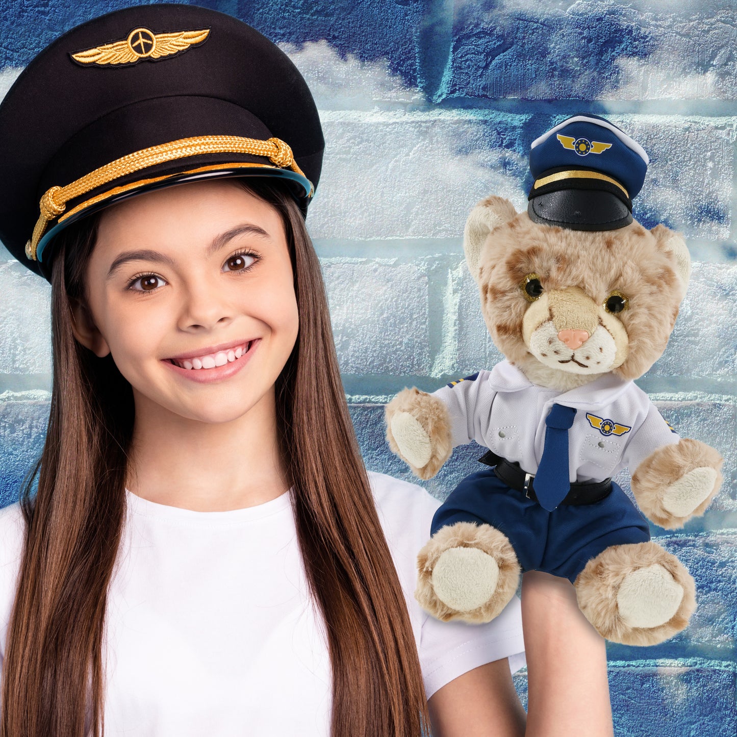 SUPER SOFT PLUSH - SQUAT CHEETAH 8.5 INCH PILOT DRESS UP