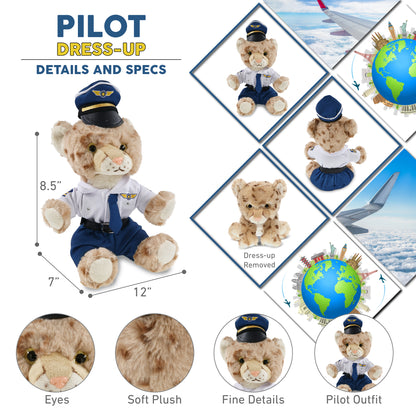 SUPER SOFT PLUSH - SQUAT CHEETAH 8.5 INCH PILOT DRESS UP