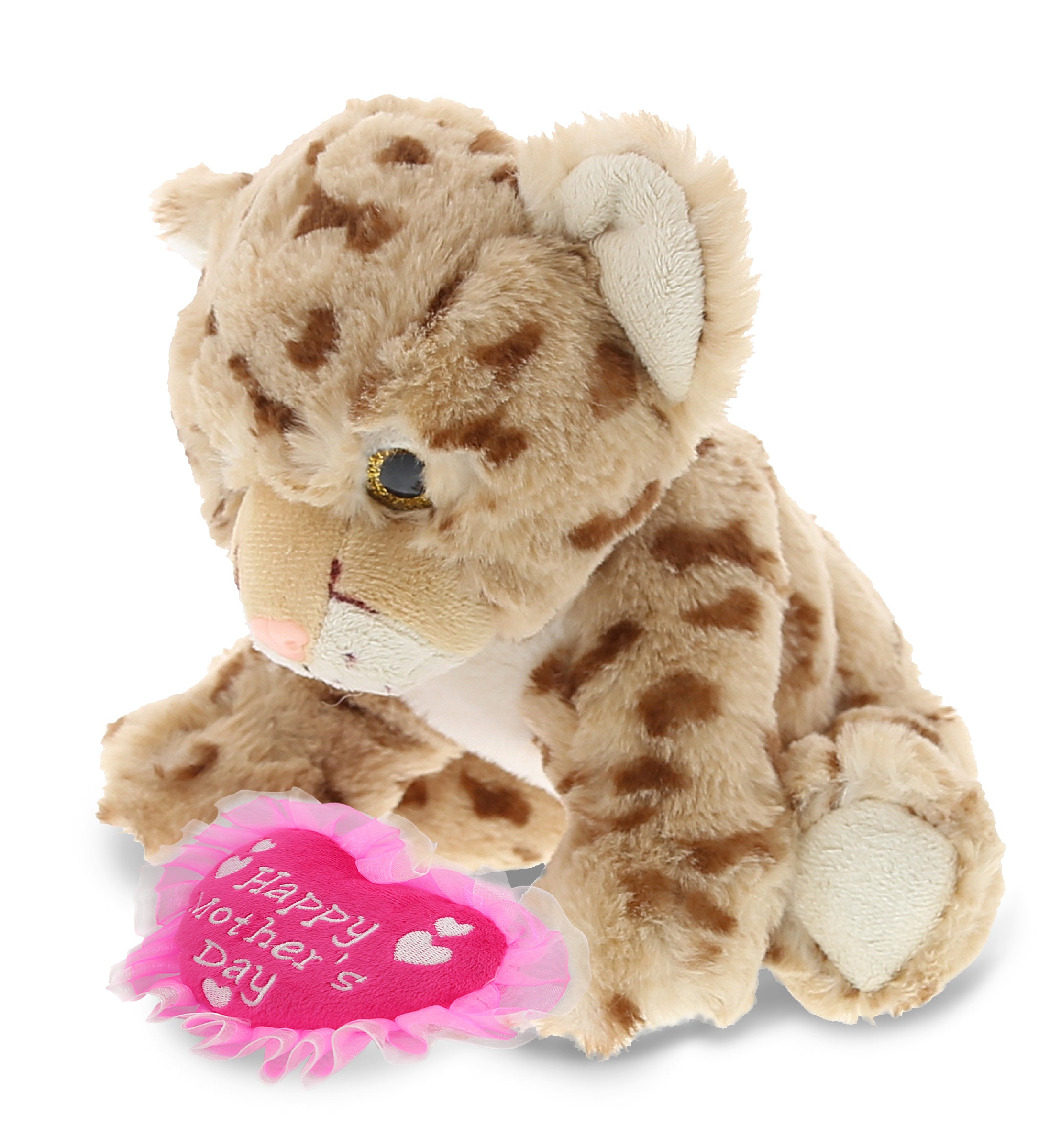 PLUSH MOTHERS DAY HEART - SUPER SOFT PLUSH - SQUAT CHEETAH 8.5 INCH