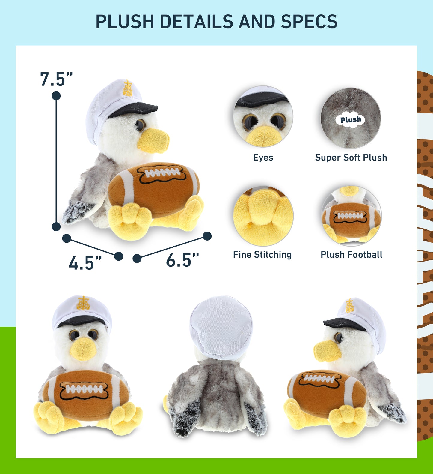SUPER SOFT PLUSH - SEAGULL SAILOR WITH FOOTBALL PLUSH