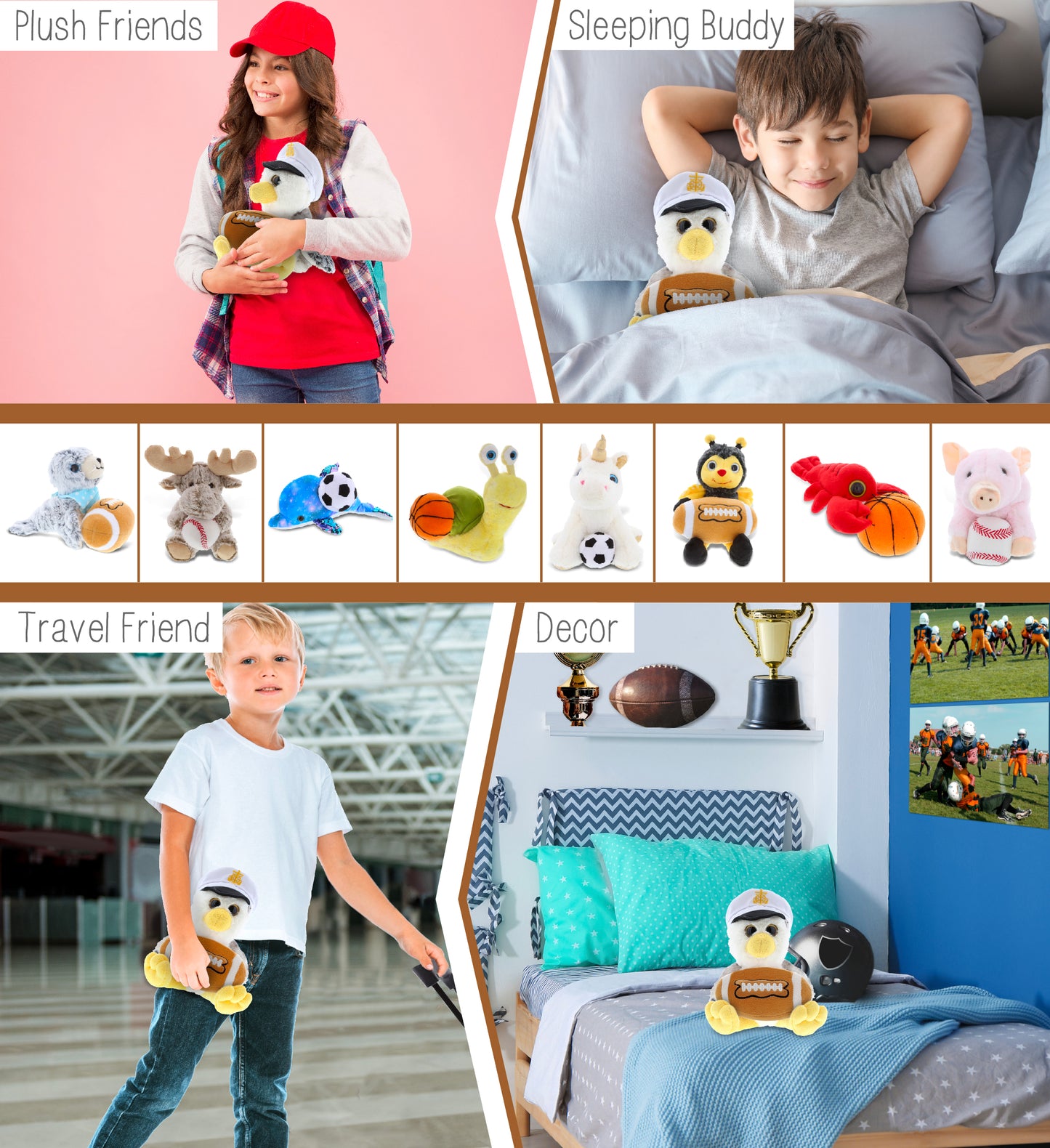 SUPER SOFT PLUSH - SEAGULL SAILOR WITH FOOTBALL PLUSH