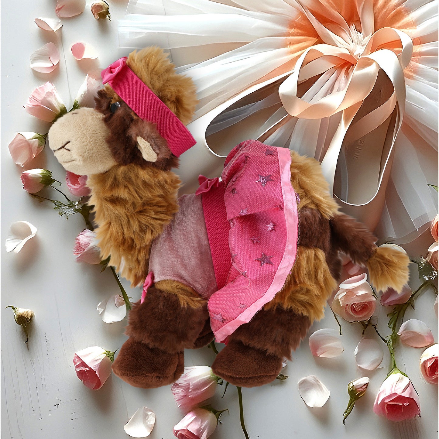 SUPER SOFT PLUSH - CAMEL WITH BALLERINA DRESS UP