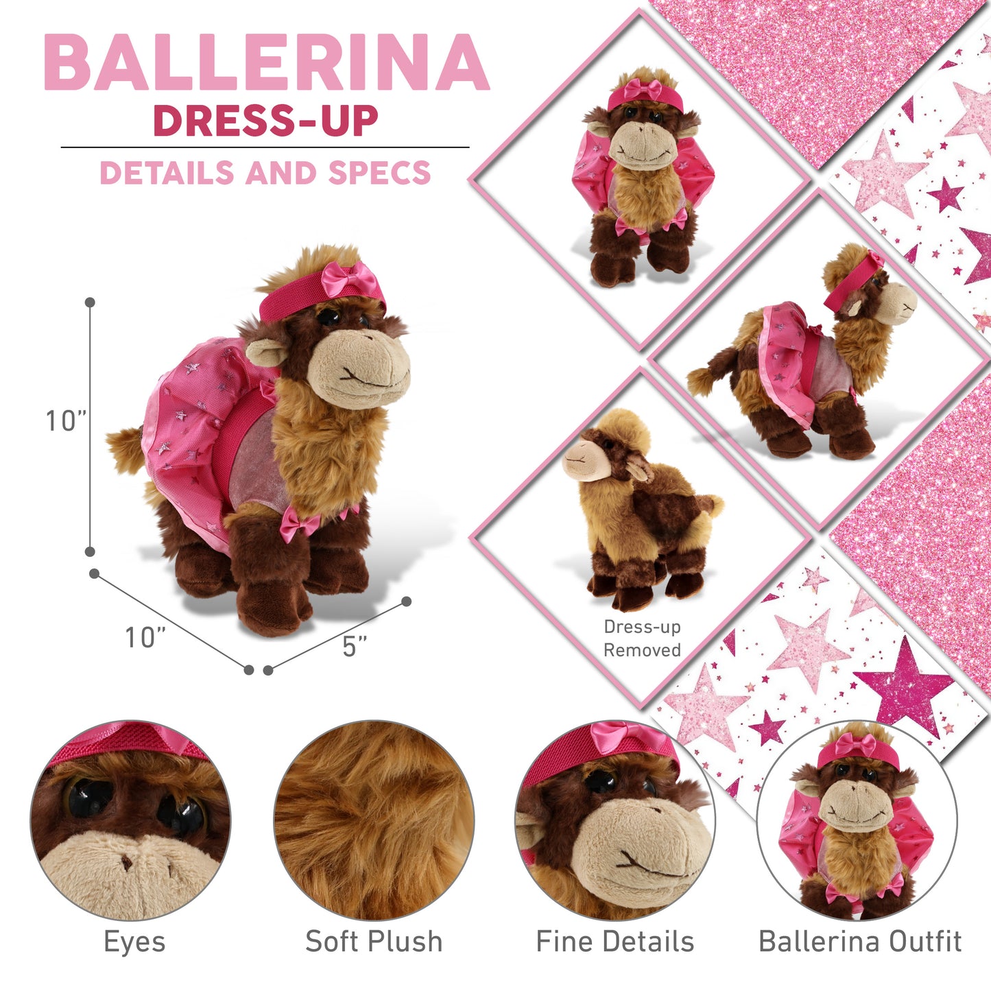 SUPER SOFT PLUSH - CAMEL WITH BALLERINA DRESS UP
