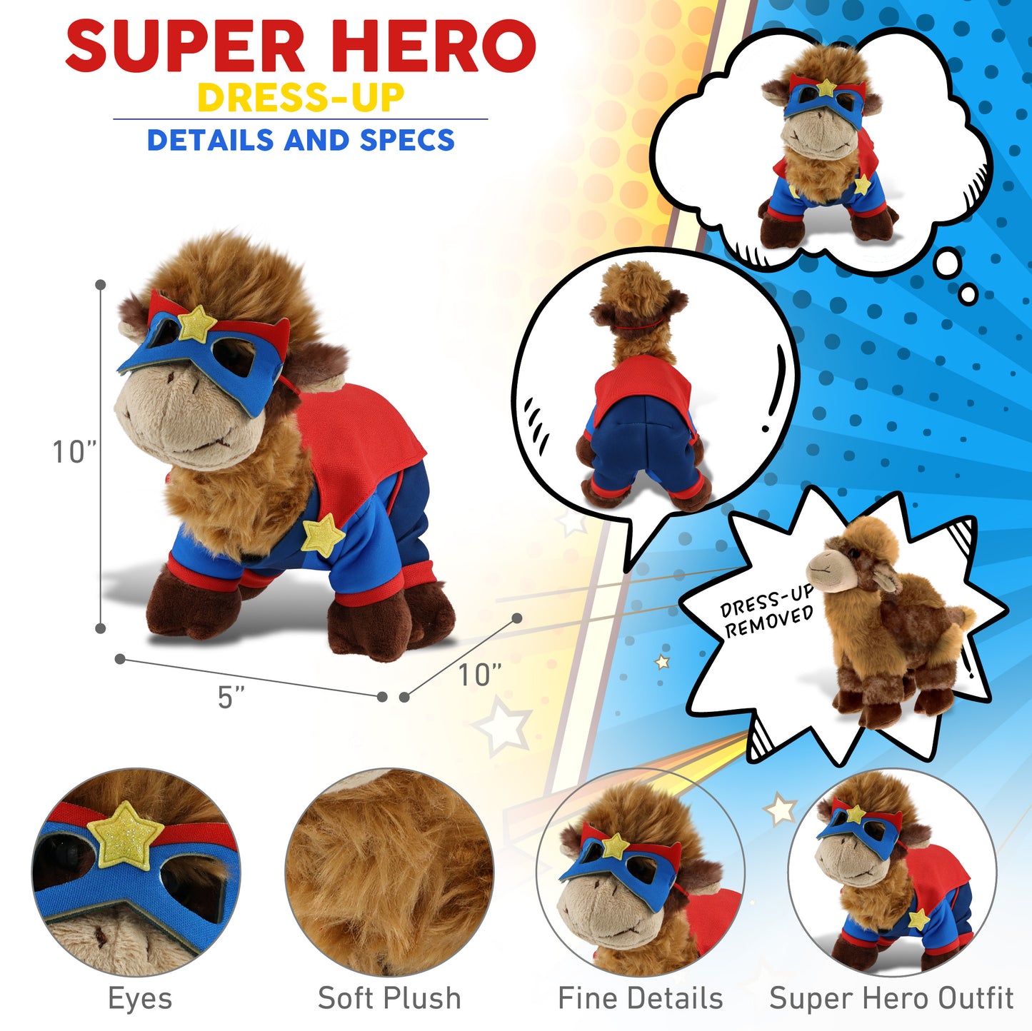 SUPER SOFT PLUSH - CAMEL With SUPER HERO Dress Up