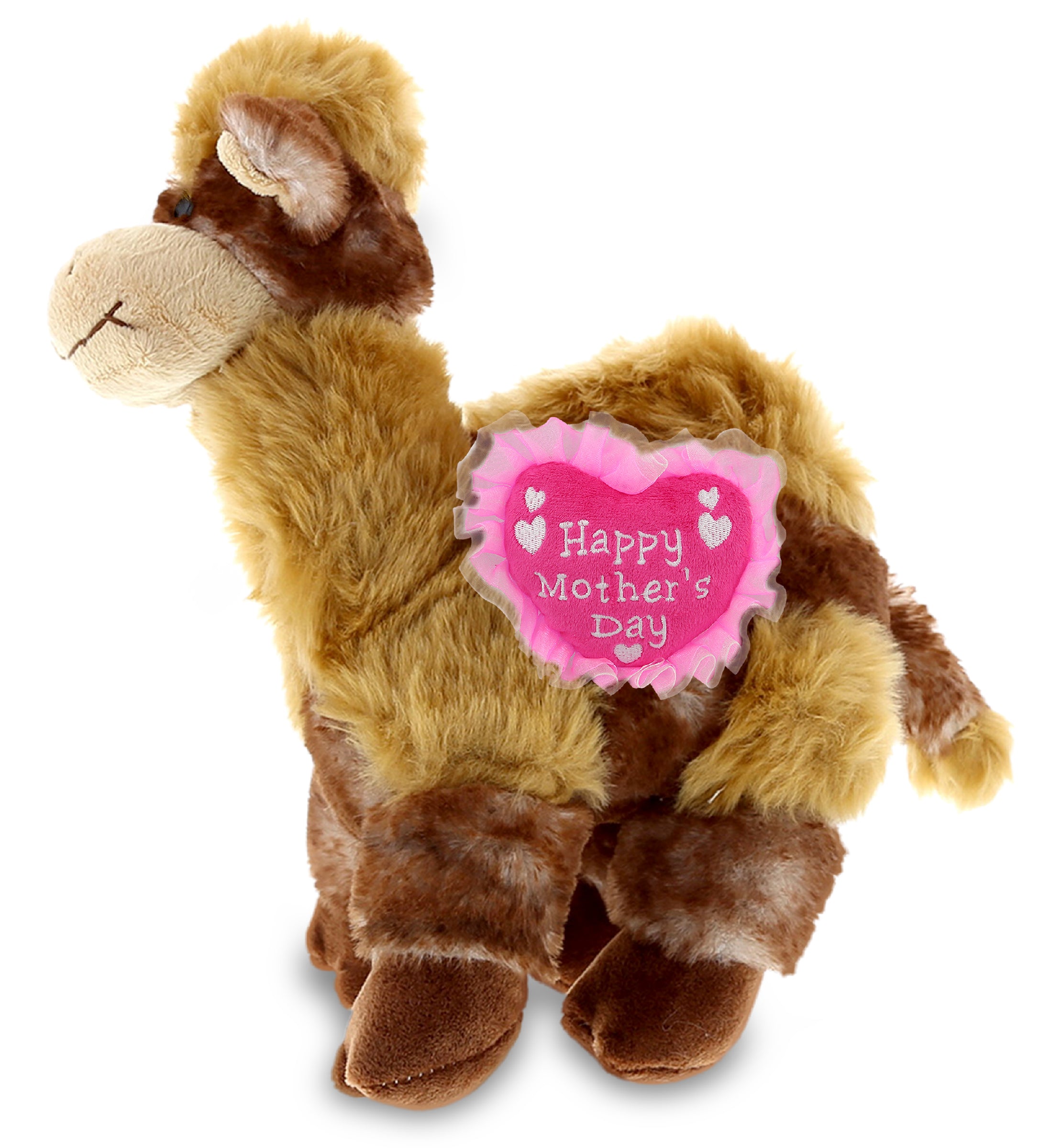 PLUSH MOTHERS DAY HEART - SUPER SOFT PLUSH - CAMEL