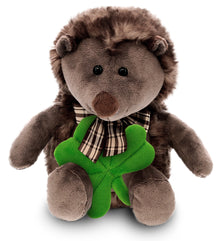 DolliBu Super Soft Hedgehog Stuffed Animal with Green Plush Shamrock - 8 Inches