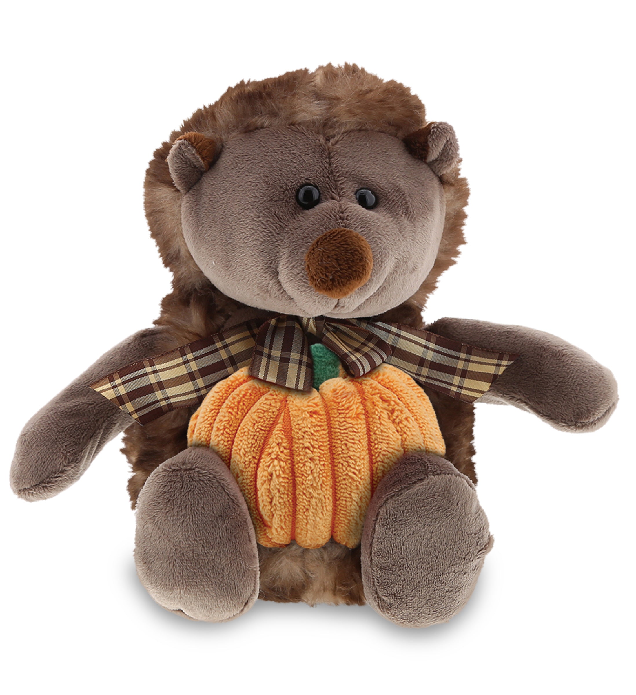 PLUSH PUMPKIN - SUPER SOFT PLUSH - HEDGEHOG W/RIBBON