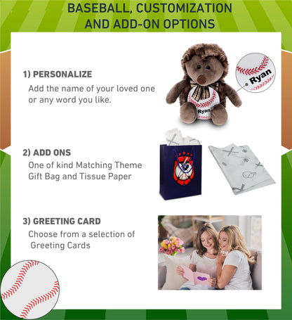 SUPER SOFT PLUSH - HEDGEHOG W/RIBBON WITH BASEBALL PLUSH