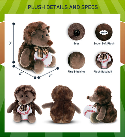 SUPER SOFT PLUSH - HEDGEHOG W/RIBBON WITH BASEBALL PLUSH