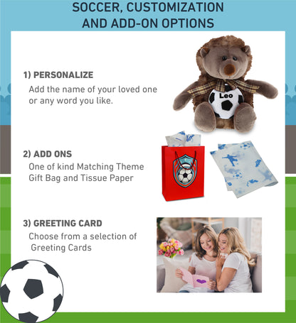 SUPER SOFT PLUSH - HEDGEHOG W/RIBBON WITH SOCCER PLUSH
