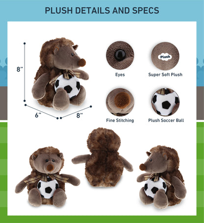 SUPER SOFT PLUSH - HEDGEHOG W/RIBBON WITH SOCCER PLUSH
