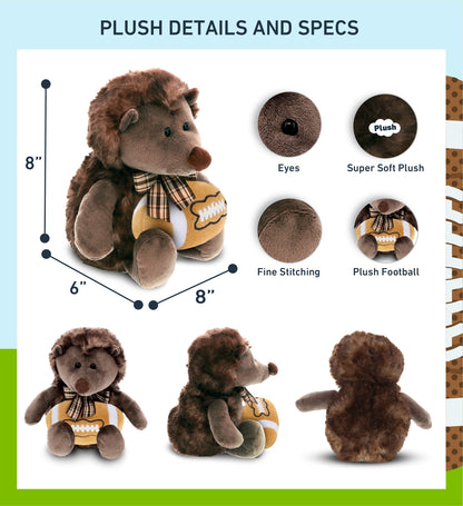 SUPER SOFT PLUSH - HEDGEHOG W/RIBBON WITH FOOTBALL PLUSH
