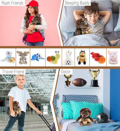 SUPER SOFT PLUSH - HEDGEHOG W/RIBBON WITH FOOTBALL PLUSH
