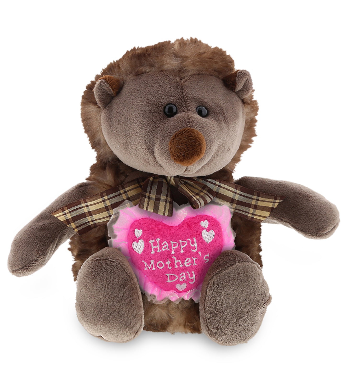 PLUSH MOTHERS DAY HEART - SUPER SOFT PLUSH - HEDGEHOG W/RIBBON