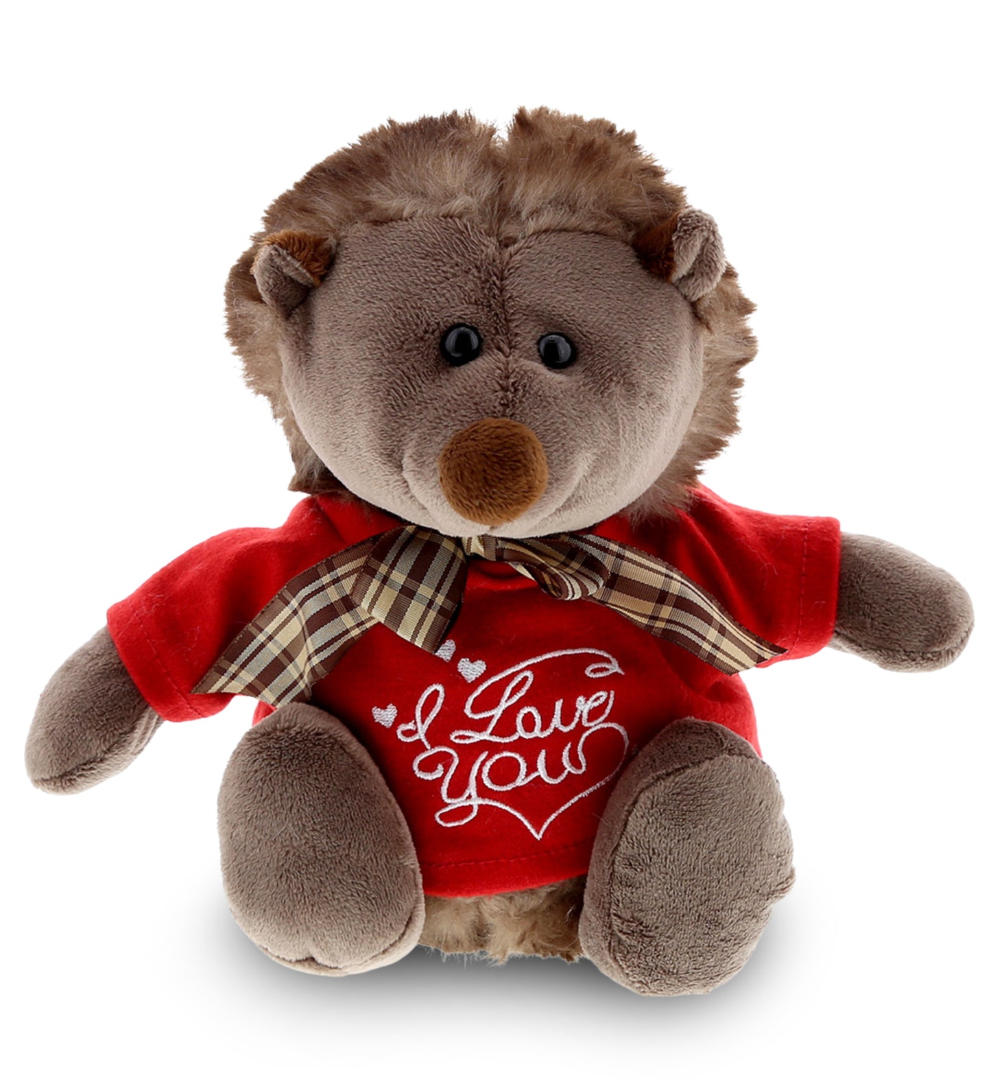 PLUSH I LOVE YOU RED SHIRT- SUPER SOFT PLUSH - HEDGEHOG W/RIBBON