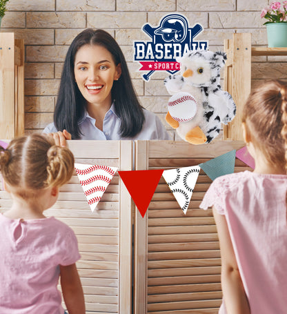 SUPER SOFT PLUSH HAND PUPPET - WHITE OWL WITH BASEBALL PLUSH