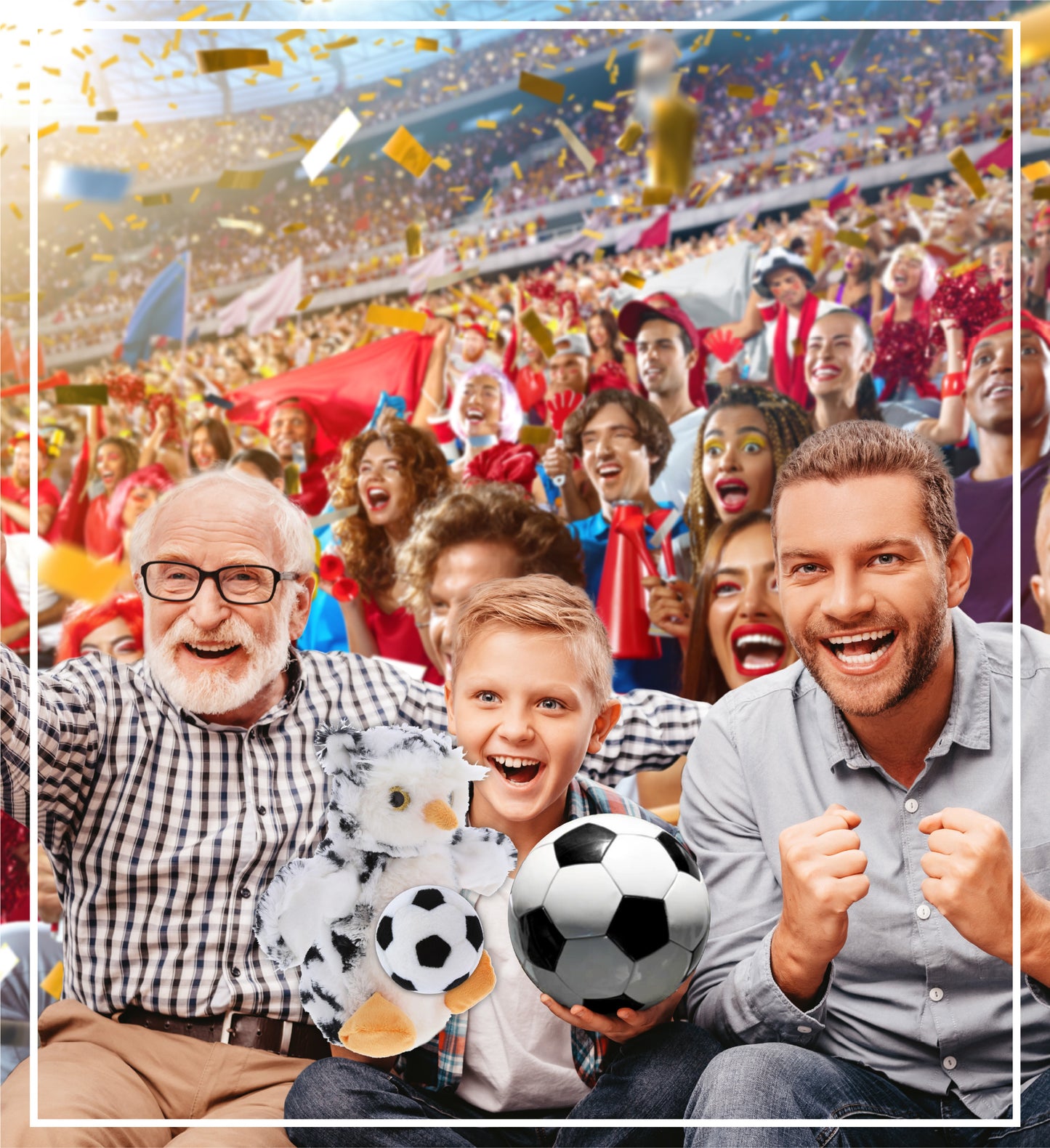 SUPER SOFT PLUSH HAND PUPPET - WHITE OWL WITH SOCCER PLUSH