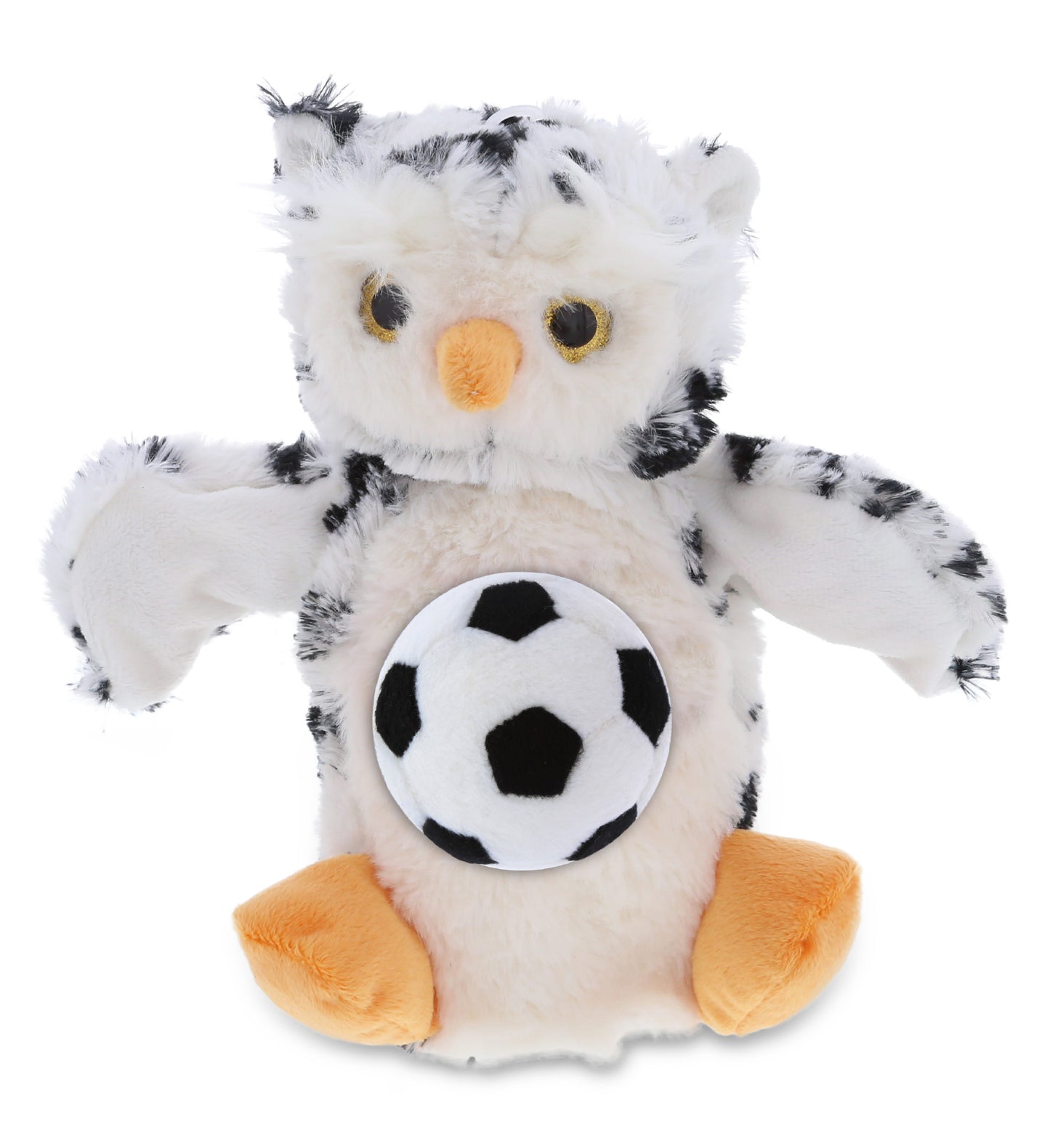 SUPER SOFT PLUSH HAND PUPPET - WHITE OWL WITH SOCCER PLUSH