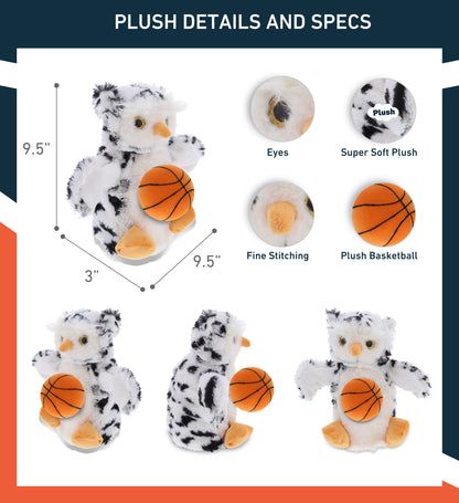 SUPER SOFT PLUSH HAND PUPPET - WHITE OWL WITH BASKETBALL PLUSH