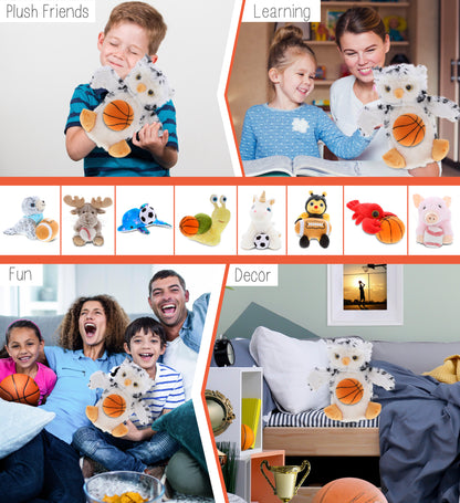 SUPER SOFT PLUSH HAND PUPPET - WHITE OWL WITH BASKETBALL PLUSH