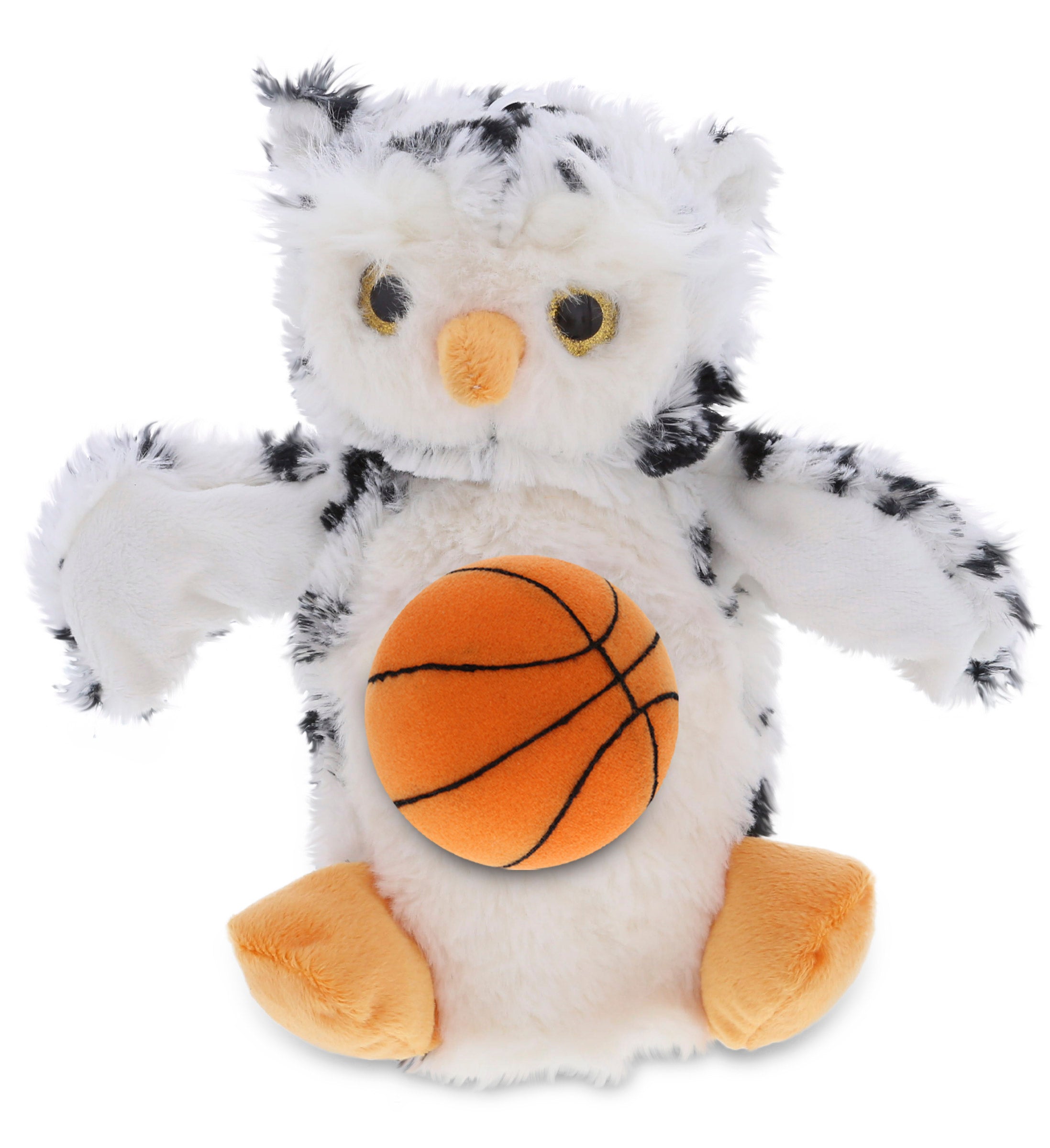 SUPER SOFT PLUSH HAND PUPPET - WHITE OWL WITH BASKETBALL PLUSH