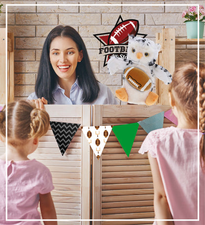 SUPER SOFT PLUSH HAND PUPPET - WHITE OWL WITH FOOTBALL PLUSH