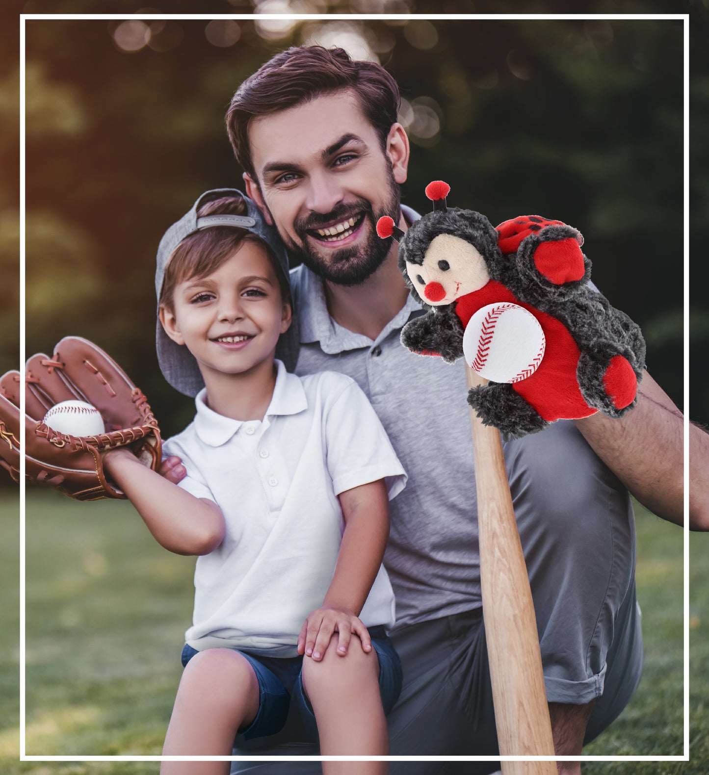 SUPER SOFT PLUSH HAND PUPPET - LADYBUG WITH BASEBALL PLUSH
