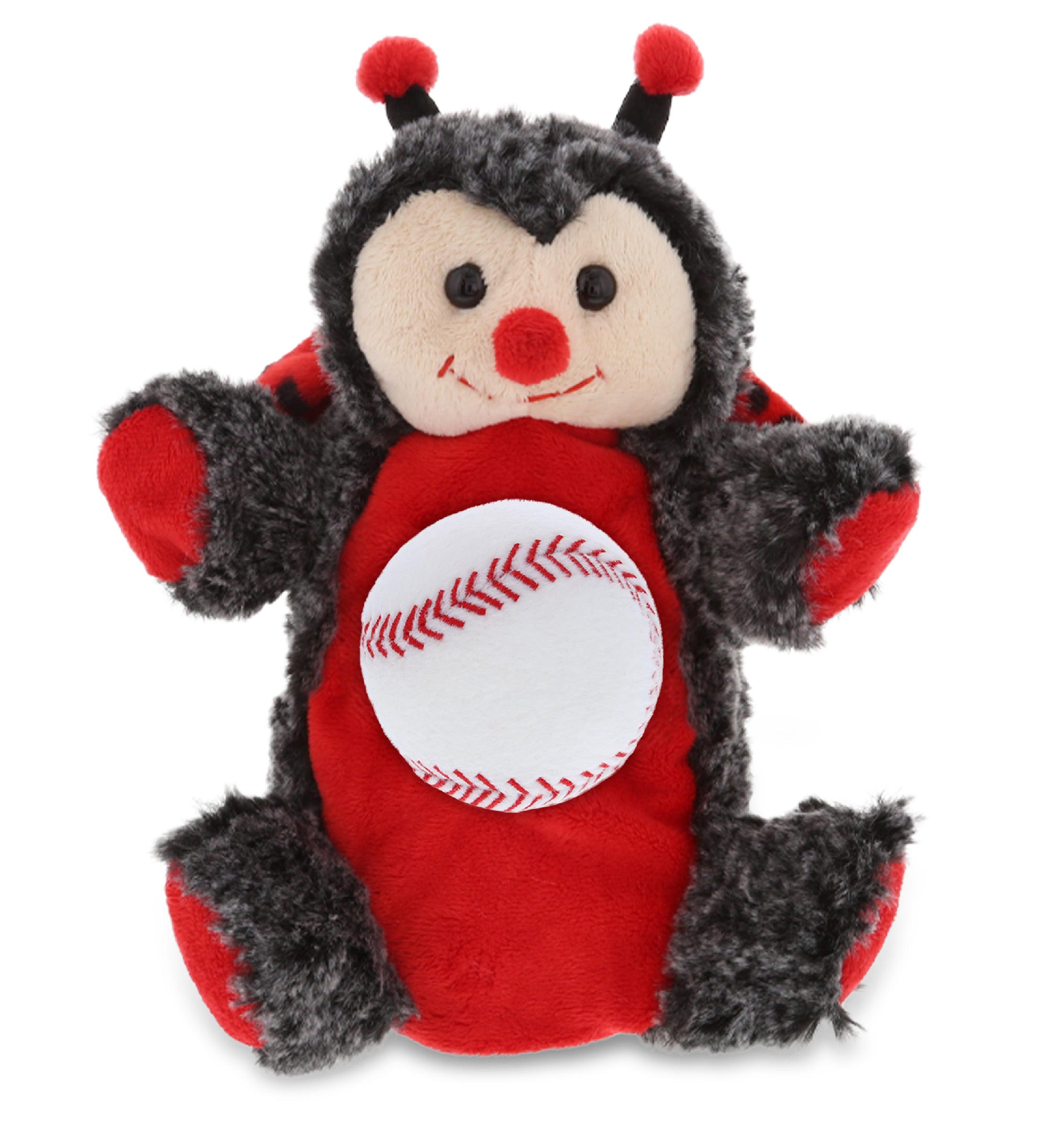 SUPER SOFT PLUSH HAND PUPPET - LADYBUG WITH BASEBALL PLUSH