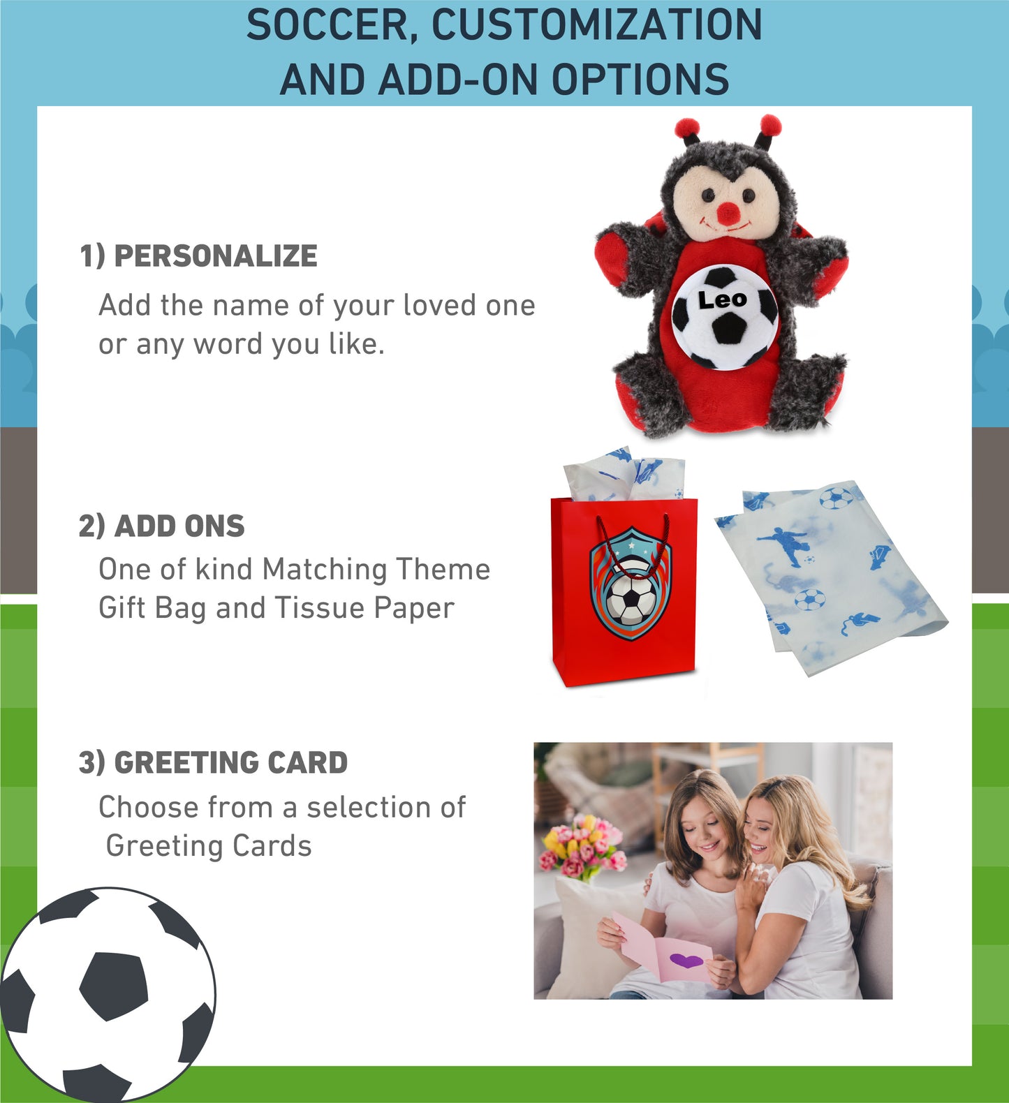 SUPER SOFT PLUSH HAND PUPPET - LADYBUG WITH SOCCER PLUSH