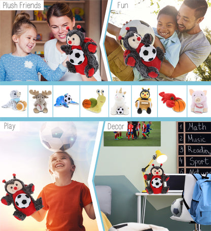 SUPER SOFT PLUSH HAND PUPPET - LADYBUG WITH SOCCER PLUSH
