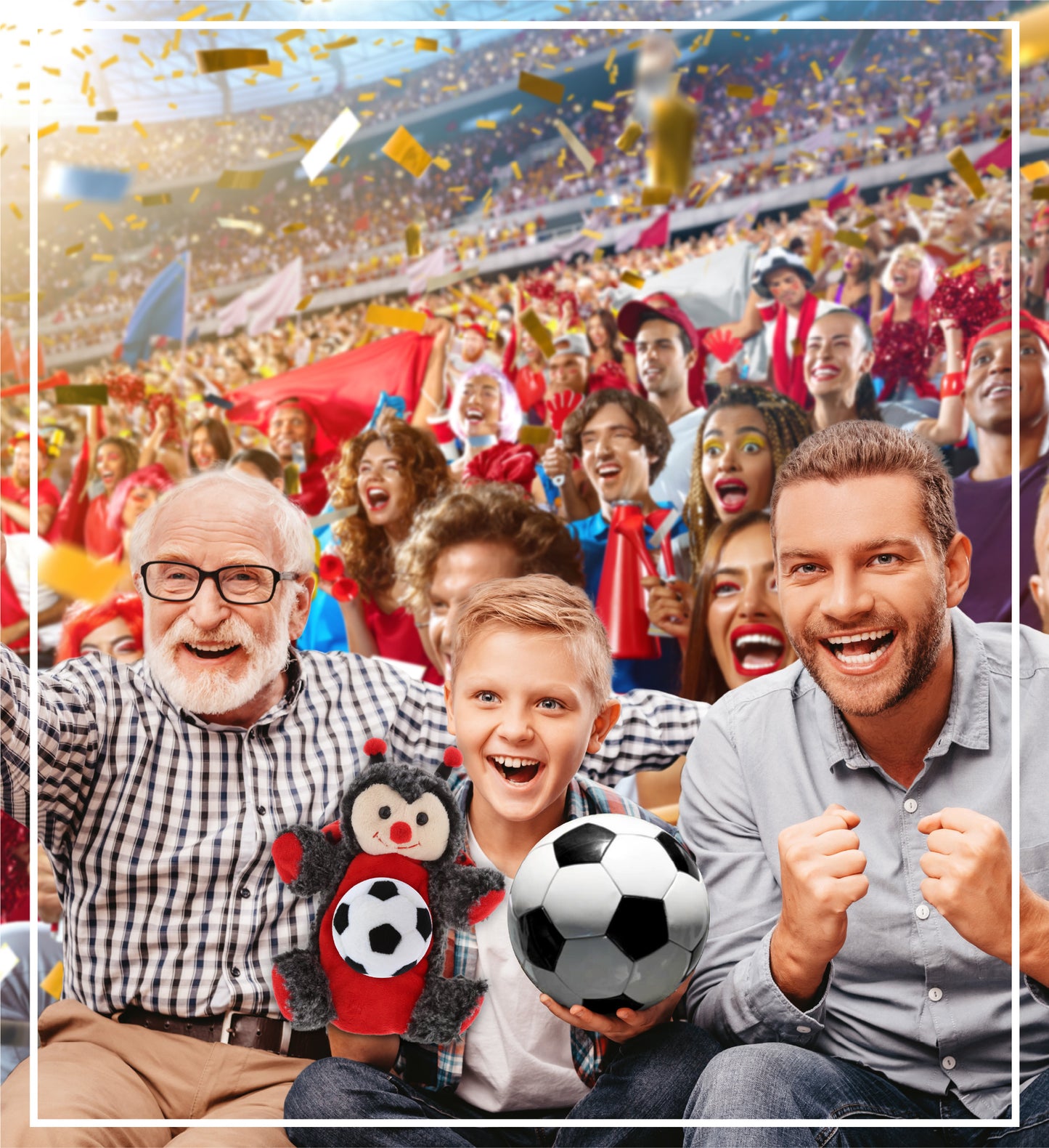 SUPER SOFT PLUSH HAND PUPPET - LADYBUG WITH SOCCER PLUSH